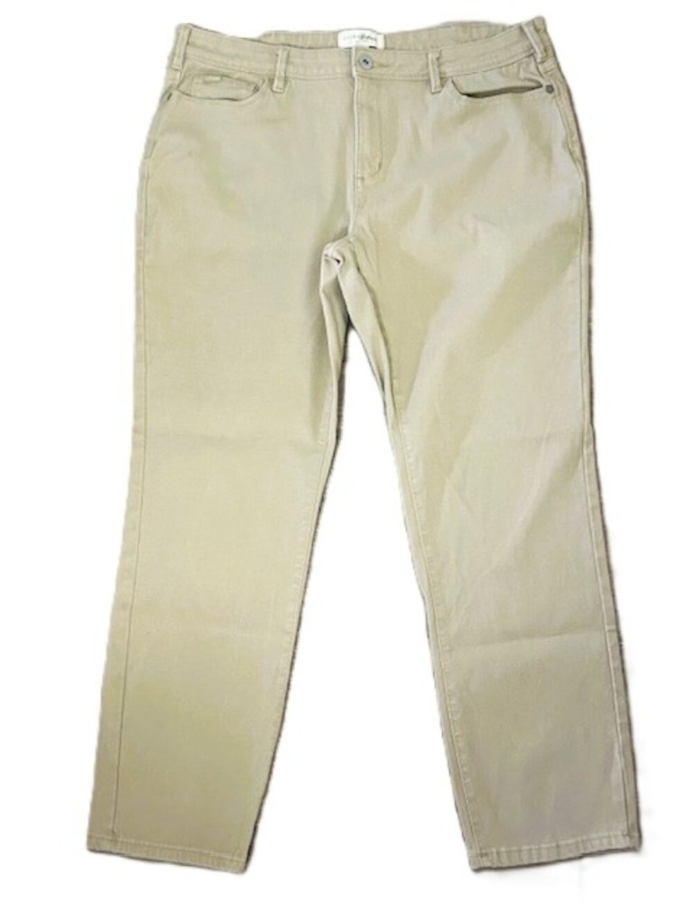 Jachs Girlfriend Ladies Pants sz 12 Beige Mid Rise 5 Pockets